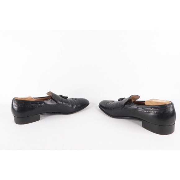 Vintage Salvatore Ferragamo Mens 11.5 B Leather Wingtip Tassel Loafers Black main image 5